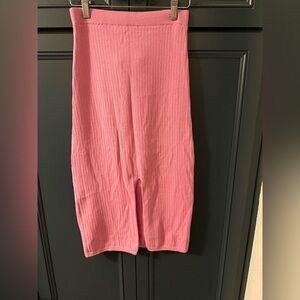 Free People  Pink Ribbed Midi Skirt